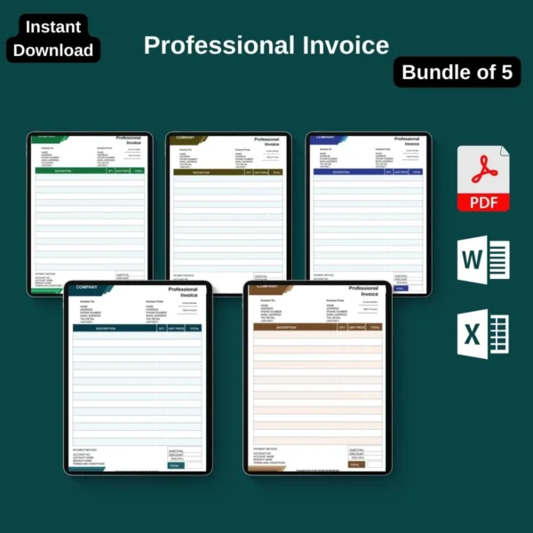 Editable Invoice Template Pack – Professional & Printable (PDF + Excel) – MINITECH